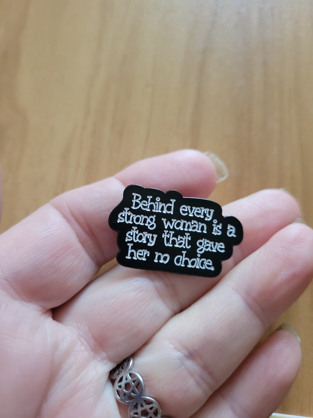👻BUY 1 GET 1 FREE👻 Black Enamel Inspirational Quote Brooch